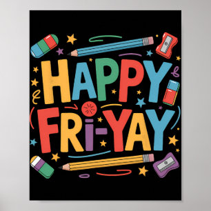 Poster Vendredi heureux Prof Yay Vendredi Weekend Mignon