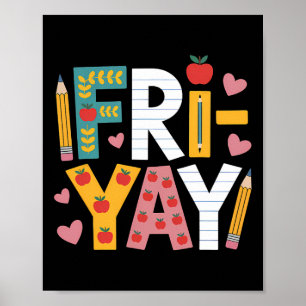 Poster Vendredi heureux professeur Yay vendredi week-end