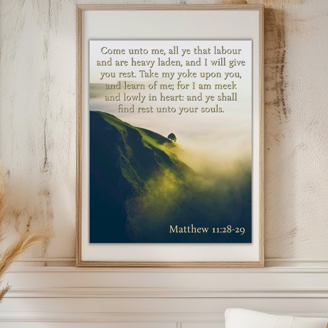 Poster Venez à moi tous ceux qui sont fatigués Mountain T (Come unto me all who are weary Mountain Tree Poster)