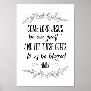 Poster Venez Seigneur Jésus Soyez Notre Invité Prière Mur