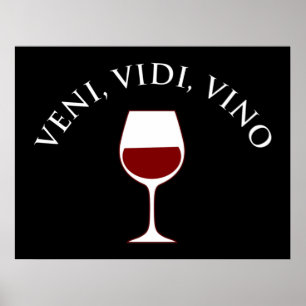 Poster Veni, Vidi, Vino Funny Vine Lover Latin Phrase