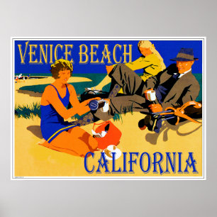 Poster Venice Beach California Retro Beach années 1920