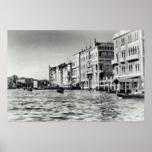 Poster Venice Canal Waterway Italy Gondola Black & White