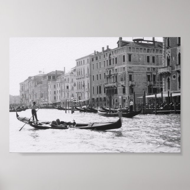 Poster Venice Gondola Gondolier Italie Photographie d'art (Devant)