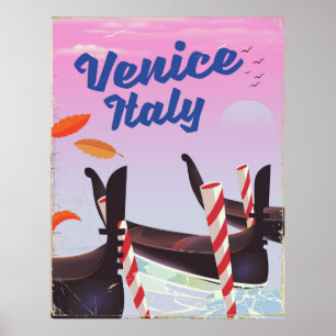 Poster Venice Italie Gondola imprimé de vacances.