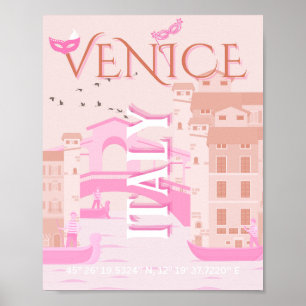 Poster Venice Travel Art, Italie, Travel Art, Pastel