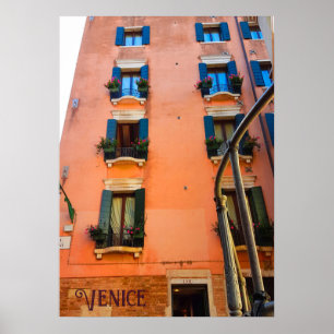 Poster Venise Canal Vivre Fenêtre Fleurs Photographie