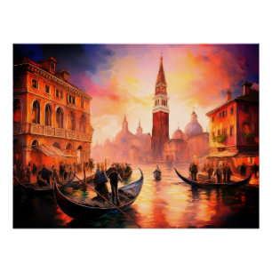 Poster Venise en Coucher de soleil sur le feu : Grand Can
