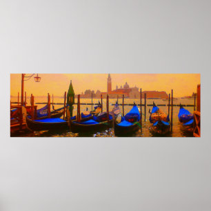 Poster Venise Grand Canal & Gondolas Italie Voyage