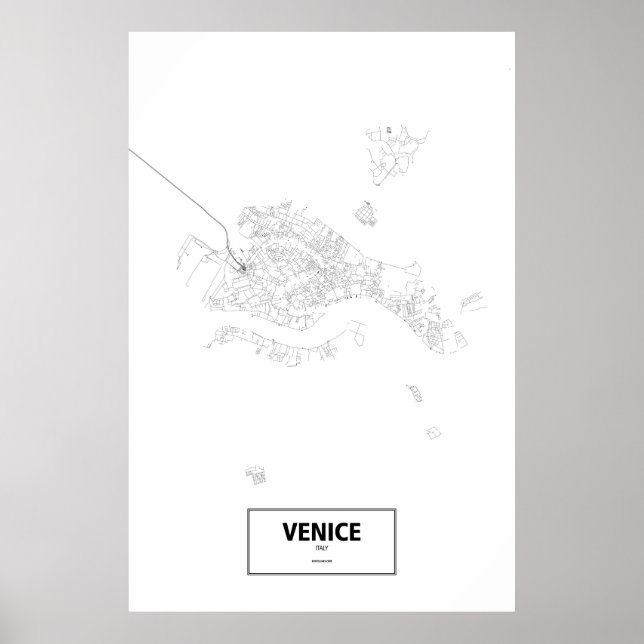 Poster Venise (île), Italie (noir sur blanc) (Devant)
