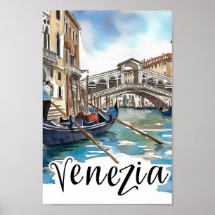 Poster Venise Italie Aquarelle Peinture Voyage
