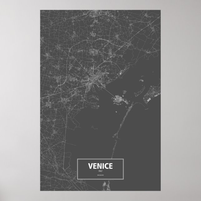 Poster Venise, Italie (blanc sur noir) (Devant)