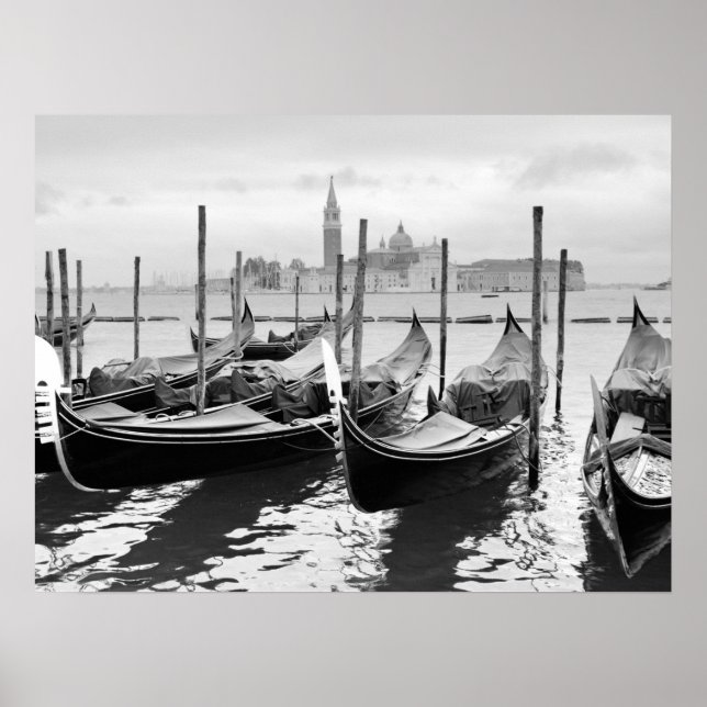 Poster Venise Italie paysage noir et blanc P Triptych (Devant)