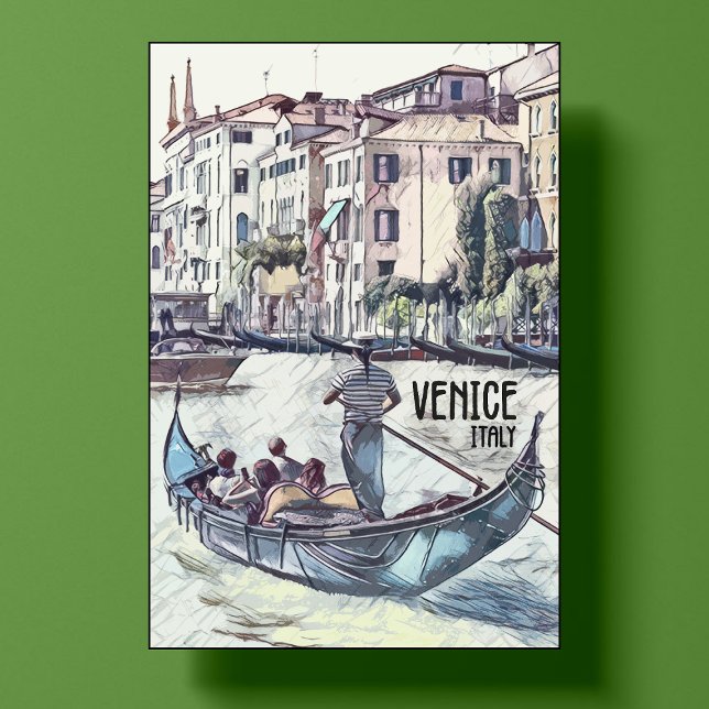 Poster Venise Italie Vintage voyage Retro carte postale A (Créateur téléchargé)