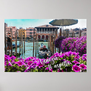 Poster Venise vous attend ! Gondola, Venezia. Italie, Mer