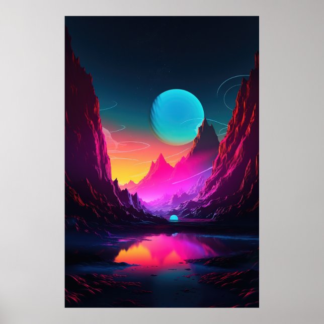 Poster Vent de montagne : Vibes Synthwave dans la sérénit (Devant)