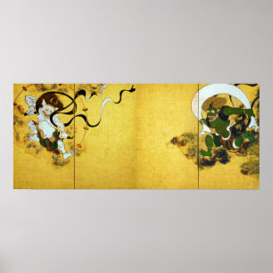 Poster Vent dieu et Thunder dieu, Tawaraya Sotatsu