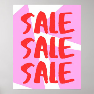 Poster Vente au détail en gros, rose et rouge
