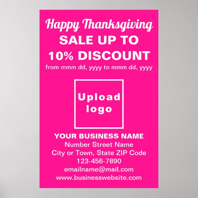 Poster Vente d'action de grâces sur l'affiche rose (Devant)