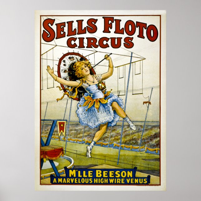 Poster Vente Floto Circus - M'lle Beeson - Vénus à haut f (Devant)