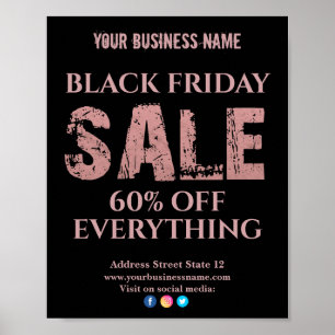 Poster Vente Rose or Typographie