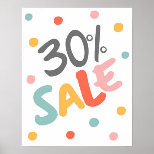Poster Vente Signal 30% De Réduction, Vente Boutique Sign