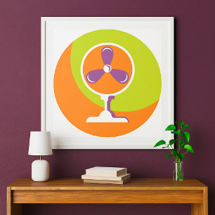 Poster Ventilateur électrique rétro coloré Summer Pop Art