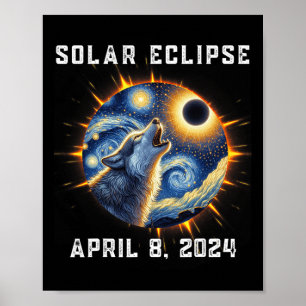 Poster Ventilateurs de loup Totalité Solaire Eclipse 2024