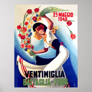 Poster Ventimiglia, Maggio, Italie, fille sur la bataille