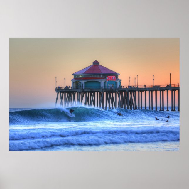 Poster Vents offshore Huntington Beach Pier (Devant)