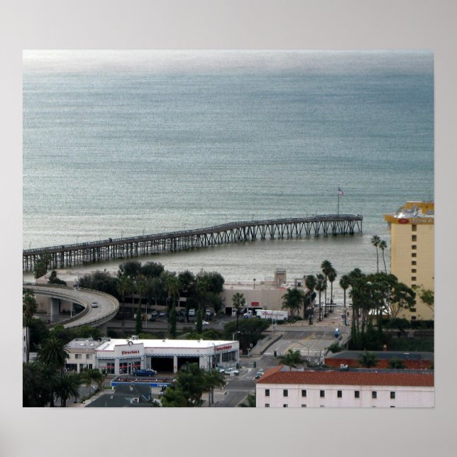 Poster Ventura CA - C Street et Pier (Devant)