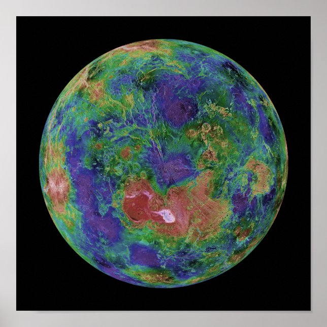 Poster Vénus centré sur le pôle Nord (Devant)