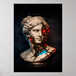 Poster Vénus mécanique : Art de statue cyberpunk