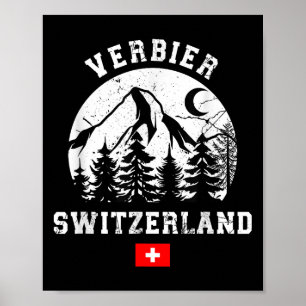 Poster Verbier Suisse Station de ski Alpes Ski alpin