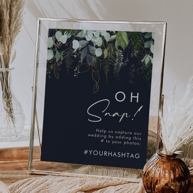 Poster Verdure et Feuille d'Or | Navy Foncé Oh Snap Hasht (Créateur téléchargé)