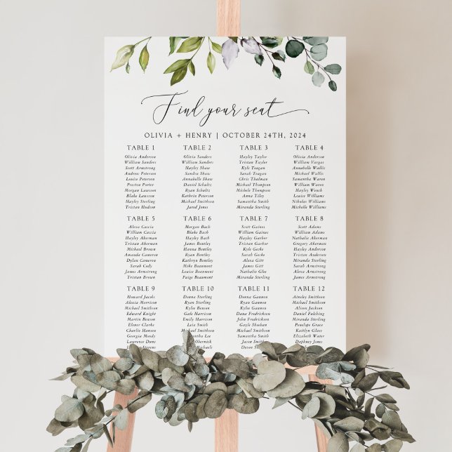 Poster Verdure, feuilles d'eucalyptus, plan de table de m (Créateur téléchargé)