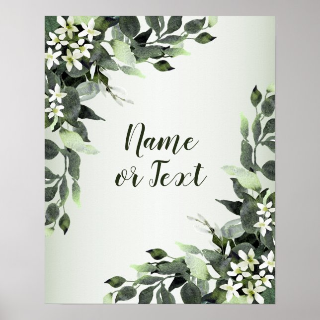Poster Verdure Floral Eucalyptus Feuilles Élégant (Devant)