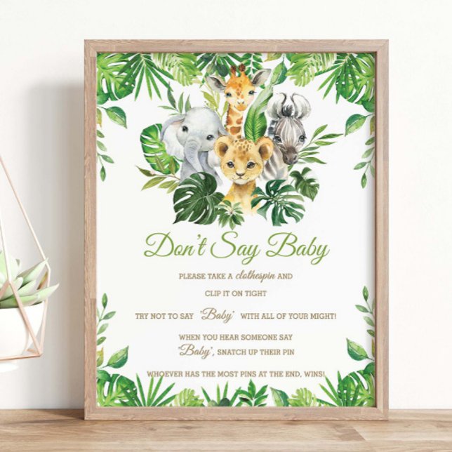 Poster Verdure Jungle Animaux Douche Ne pas dire Baby Gam (Créateur téléchargé)