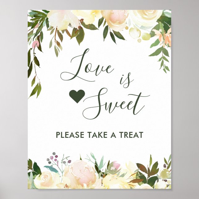 Poster Verdure Rustique Floral Love is Sweet Dessert Bar (Devant)