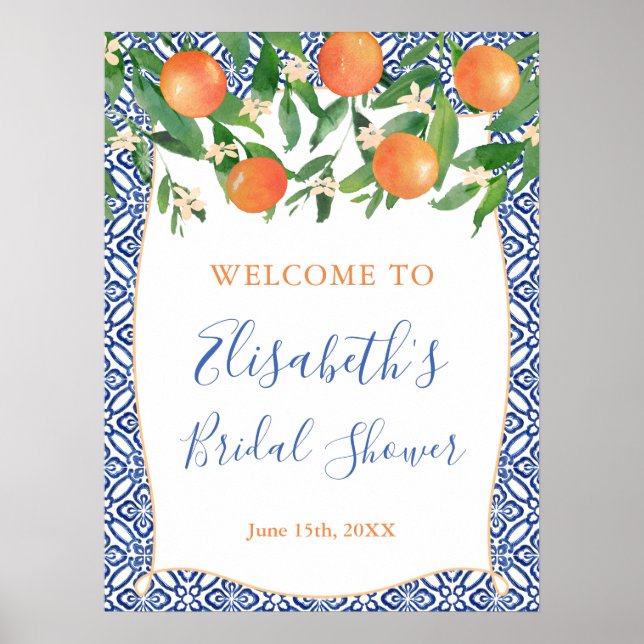 Poster Verger de Florida Oranges Carreaux Bleus de Salle  (Devant)