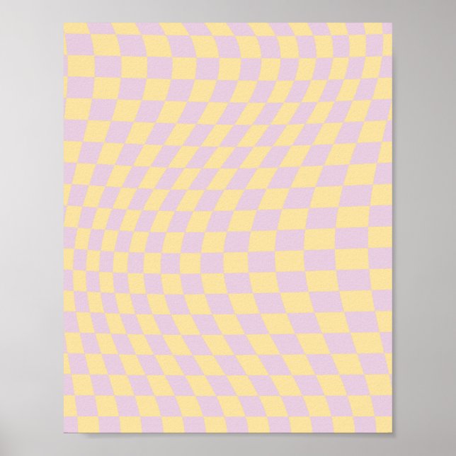 Poster Vérifier Lilac Jaune Checkerboard À damiers Motif (Devant)