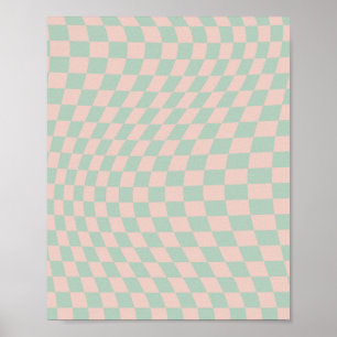 Poster Vérifier Motif Sage Vert Et Beige Checkerboard