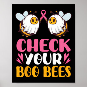 Poster Vérifiez votre Boo Bees Respiration du cancer du s