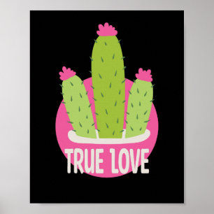 Poster Véritable amour Kawaii cactus vert et rose