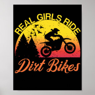 Poster Véritables Filles Ride Dirt Vélos Motocross Sunset