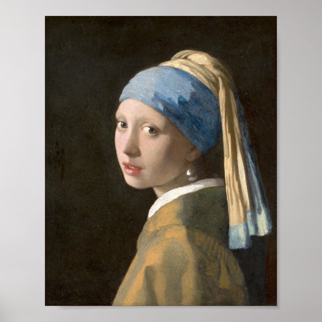 Poster Vermeer - Fille à oreille perle (1665) (Devant)