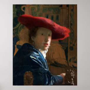 Poster Vermeer - Fille au chapeau rouge 1667