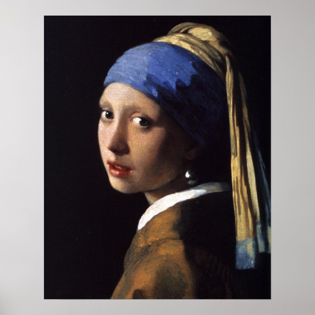 Poster Vermeer Girl Pearl Élevant Masterpiece Peinture (Devant)