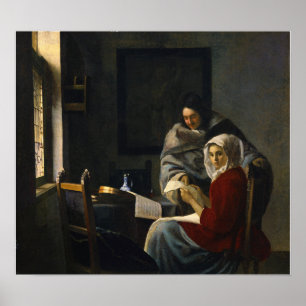 Poster Vermeer - Jeune fille interrompue dans sa musique