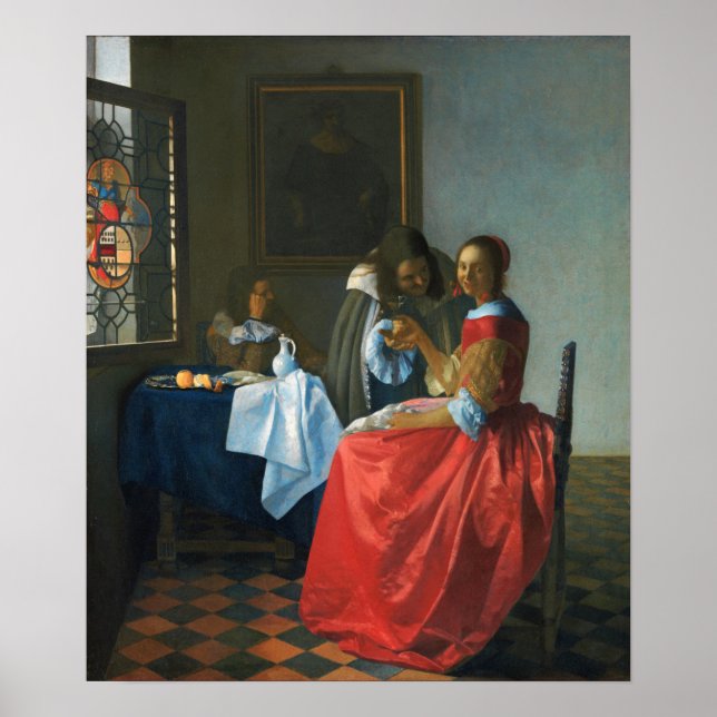 Poster Vermeer - La Fille Avec Un Verre À Vin 1662 (Devant)